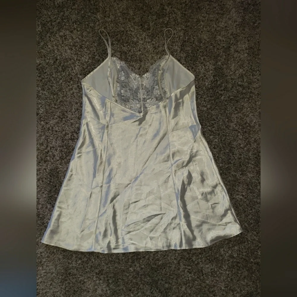 Victoria's Secret| Vintage White Lace Silky Slip Dress with Side Slit